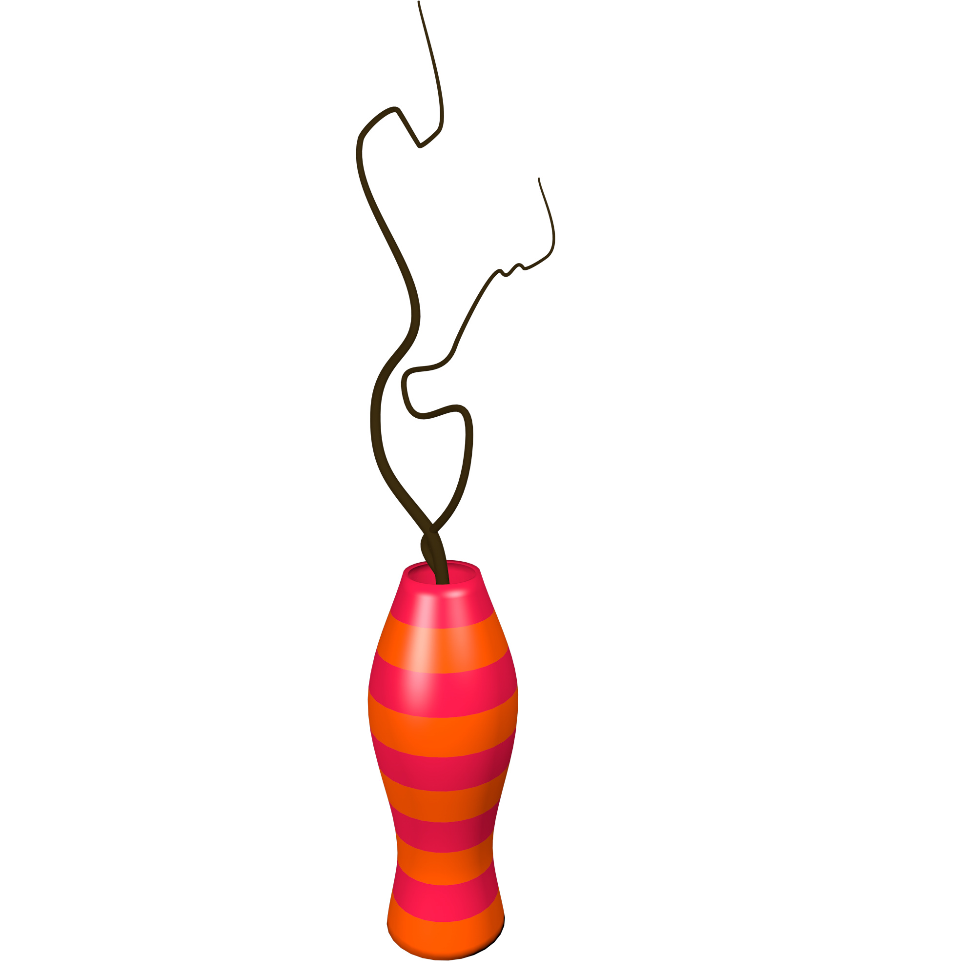 C4D低多边形花瓶插画红色PNG免抠图片
