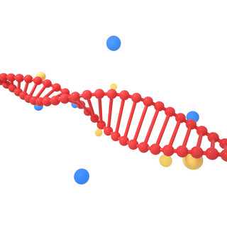 生物医药健康海报模板_C4D红色DNA遗传螺旋元素