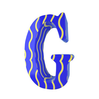 孟菲斯风格立体海报模板_C4D孟菲斯风格立体字母G装饰