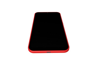 苹果手机模型海报模板_红色3D全面屏手机