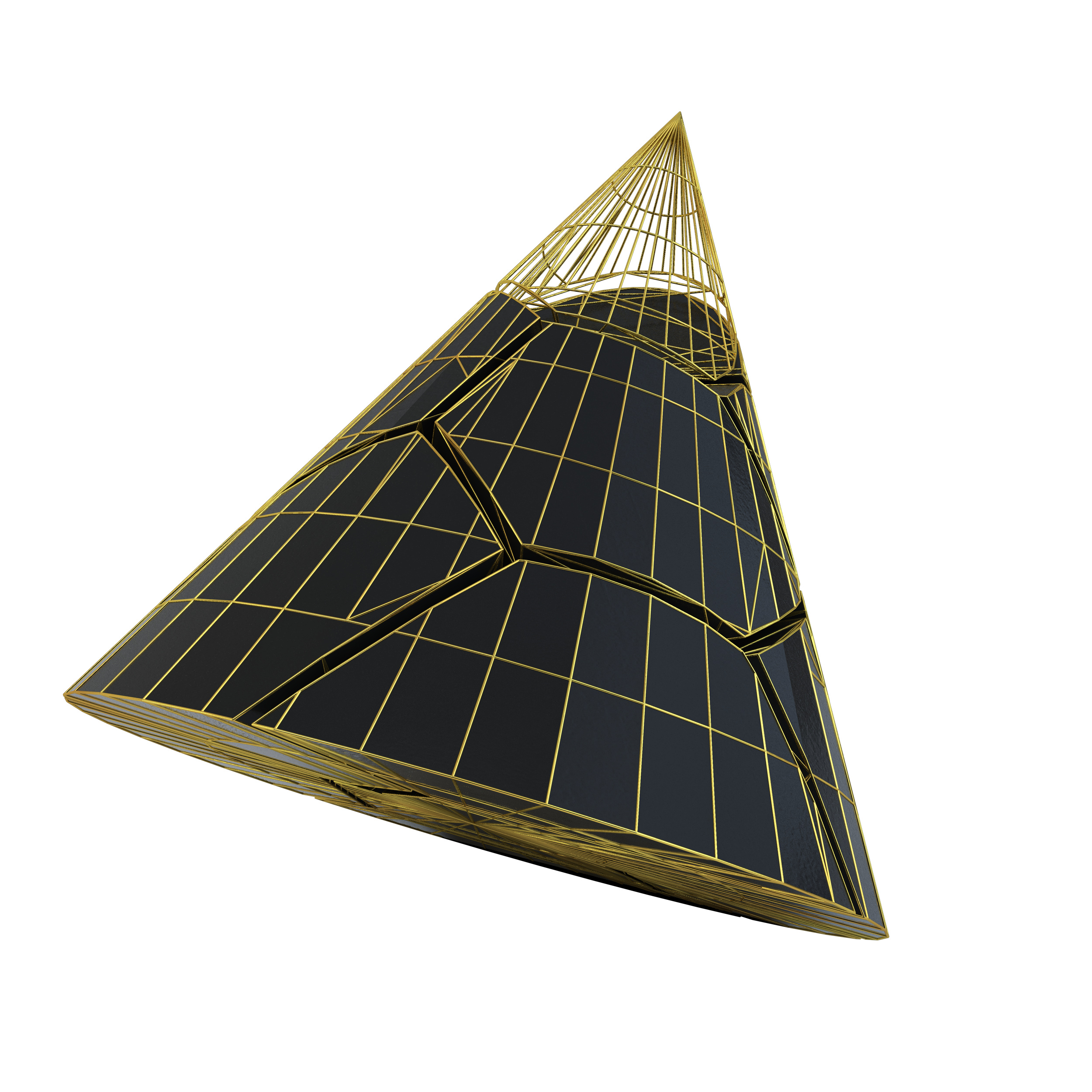 3d立体简约霸气黑金三角锥陨石几何图形图片