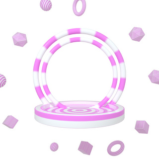 C4D立体粉色圆盘舞台唯美情人节表白节