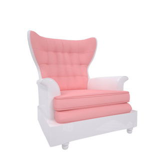 沙发抱枕海报模板_仿真粉色简约沙发
