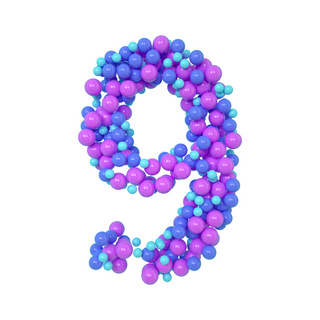 紫色立体圆球海报模板_C4D气球立体数字9