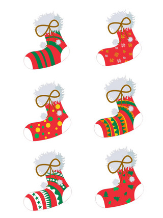 圣诞节元素海报模板_圣诞节元素之卡通可爱袜子套图