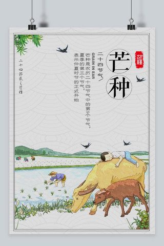 中国风二十四节气芒种传统节日农历海报