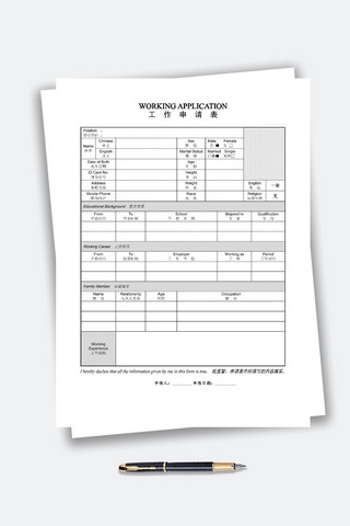 简约求职简历模板海报模板_中英文工作申请表格求职简历模板