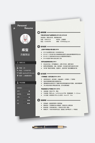 简历大气海报模板_稳重大气创意理财分析师理财讲师类求职简历