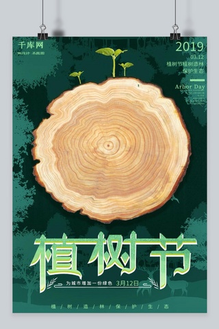 绿色简约植树节海报