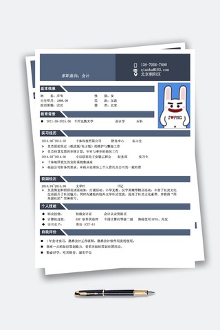 简约求职简历免费海报模板_会计简约灰色求职简历