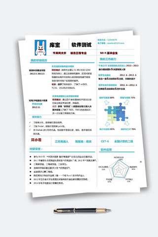 医生求职简历海报模板_信息工程学院彩色创意广告简历模板