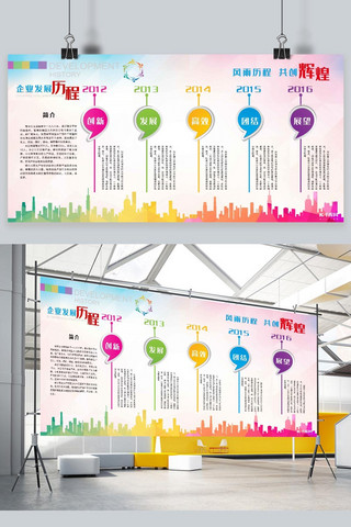 企业文化企业发展历程彩色简约展板