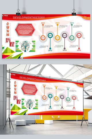 企业文化企业发展历程红色简约展板