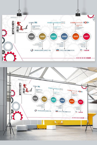 企业时间表海报模板_企业文化发展历程白色简约展板
