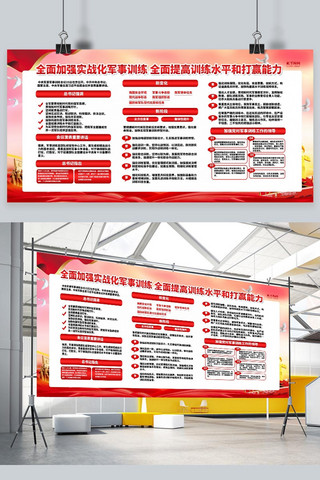 党建红色文化展板海报模板_改革强军红色简约展板部队展板