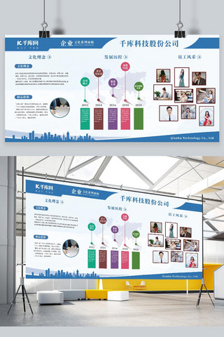 常用企业文化宣传栏蓝色展板