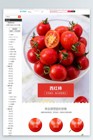 蔬菜美味新鲜西红柿红色简约风电商详情页