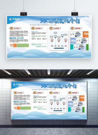 公司企业公司展板海报模板_企业文化介绍蓝色简约风公司文化理念展板