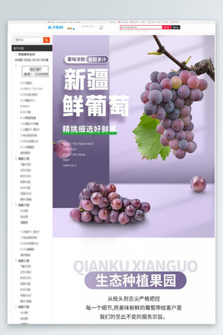 海报模板_新疆鲜葡萄葡萄紫色简约详情页