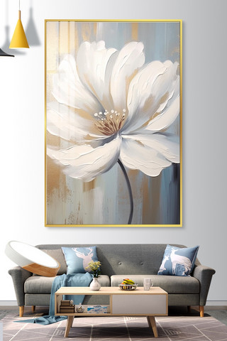 抽象花朵挂画花朵白色油画装饰画