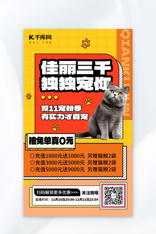 萌宠潮玩猫橙黄漫画海报