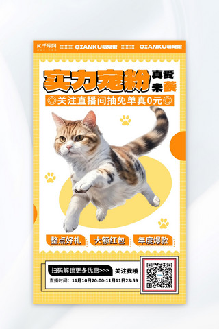 萌宠潮玩猫橙黄卡通海报