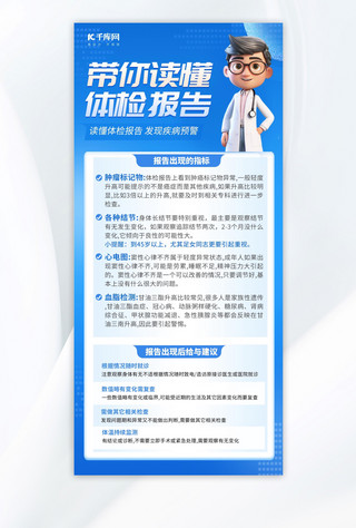 报告解读海报模板_体检报告解读医疗健康行业蓝色广告宣传海报