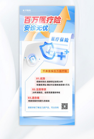 app旅行元素海报模板_医疗保险保险元素蓝色商务海报手机宣传海报设计