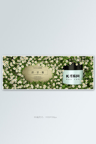 洋甘菊海报模板_化妆品洋甘菊精华小雏菊绿色自然电商全屏banner