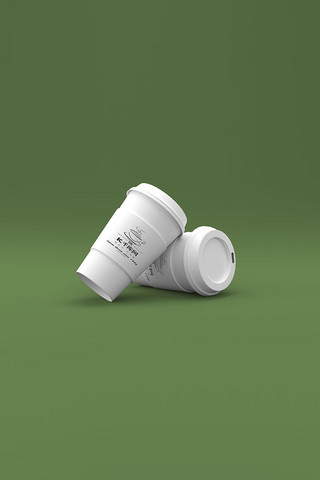 纸杯白色海报模板_咖啡杯展示白色精品样机