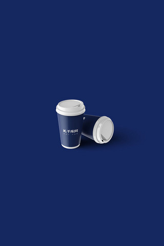咖啡杯包装展示蓝色简洁个性样机