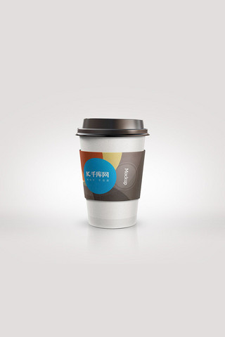 纸杯海报模板_咖啡杯贴图展示灰色精品样机