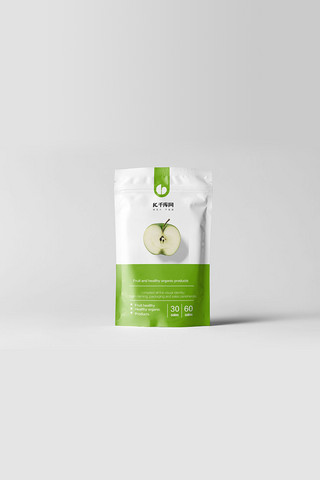 零食海报模板_零食包装袋绿色简洁样机