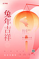 创意兔年吉祥新年春节灯笼粉色弥撒喜庆海报