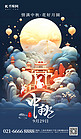 中秋佳节月亮蓝色AIGC广告宣传海报
