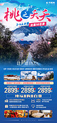 西藏桃花谷旅游粉色 蓝色简约手机海报海报模版