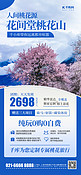 赏桃花旅游促销活动宣传蓝色摄影风长图海报宣传海报