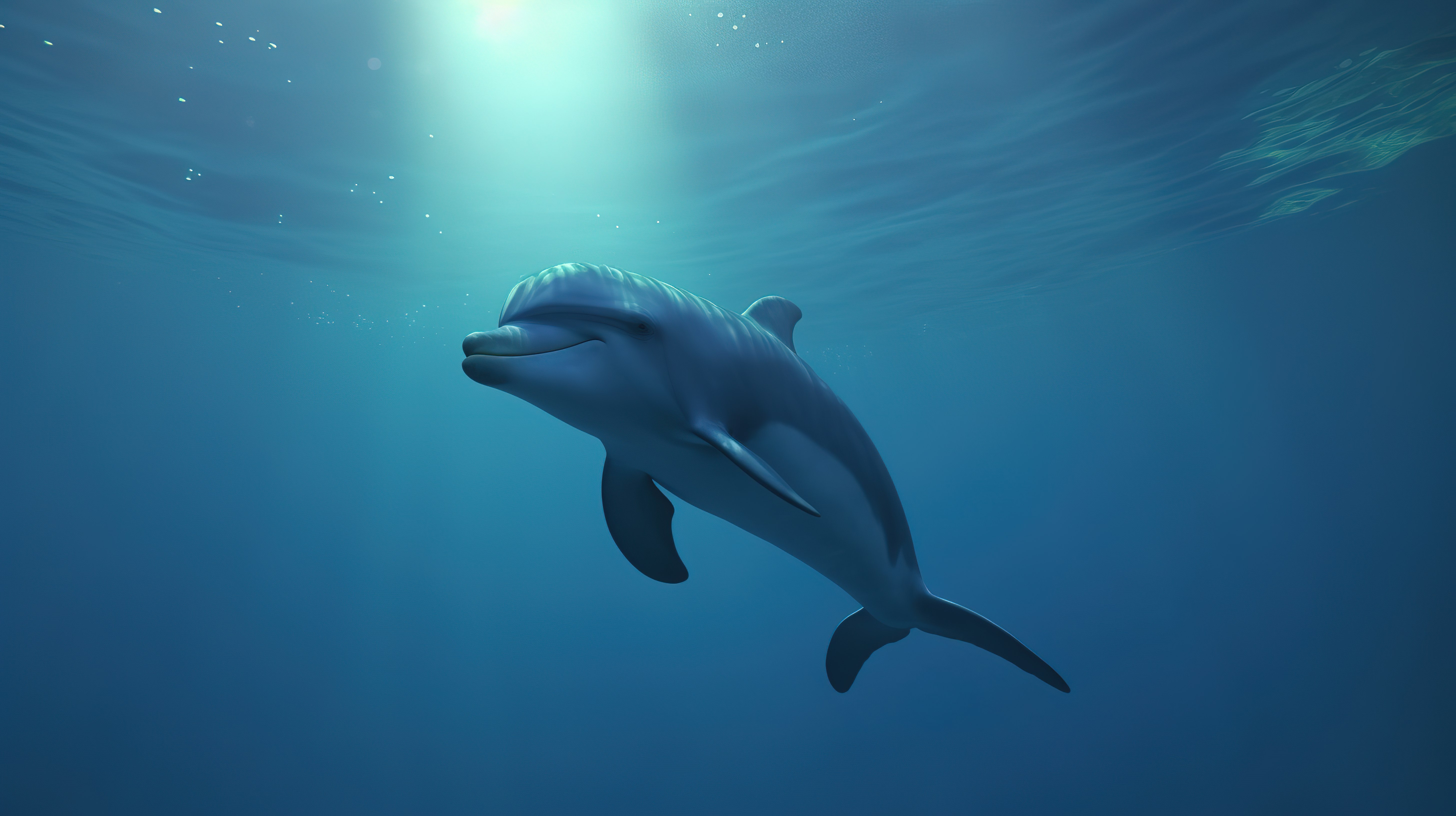 以 3d 呈现的海底世界中的卡通海豚图片