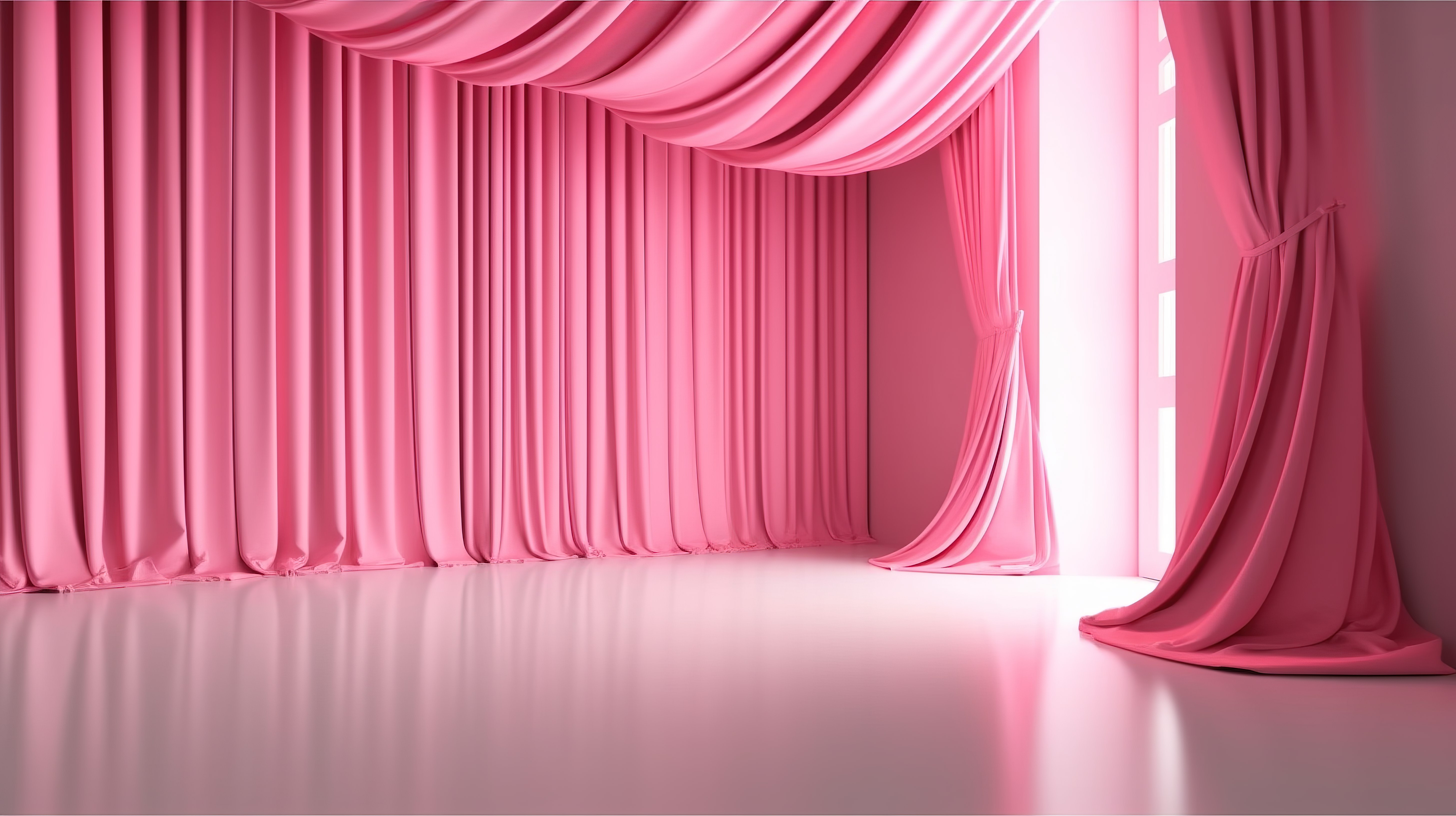 空白舞台上的粉红色幕墙 3d 渲染背景非常适合演示图片