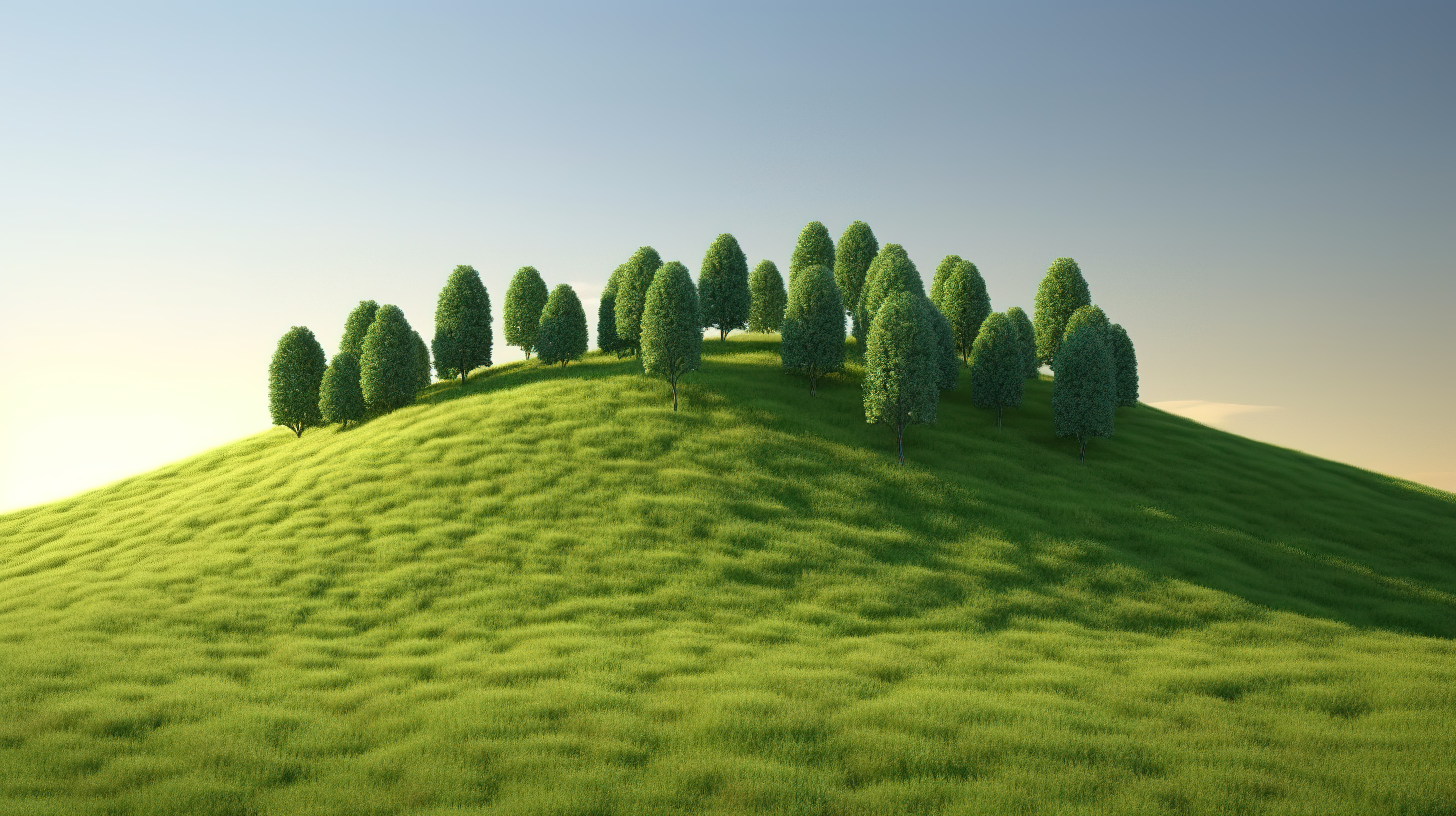 山上的小树林令人惊叹的 3d 渲染插图图片