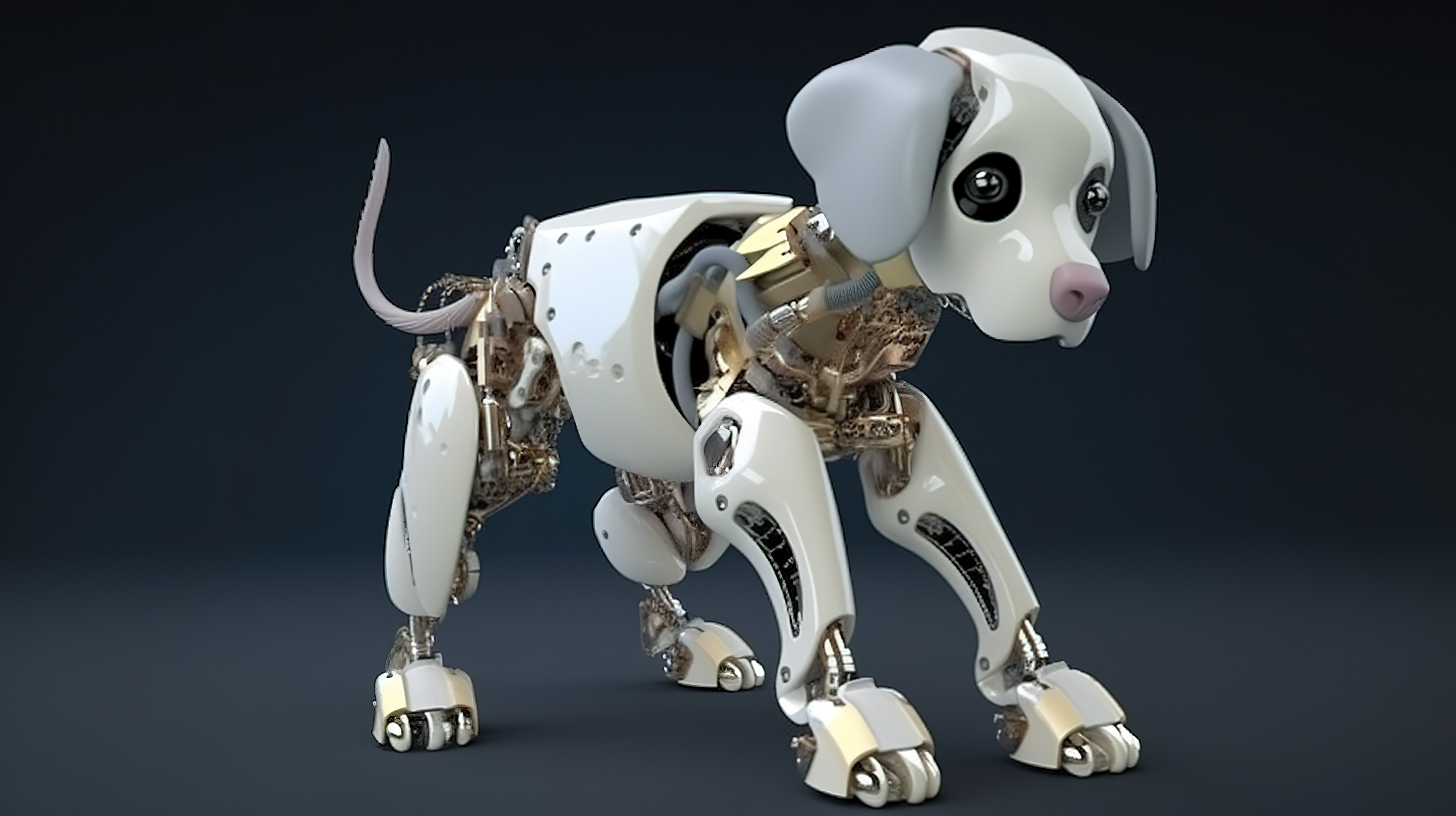 狗机器人与 3D 渲染的人工智能机器人一起亮相图片