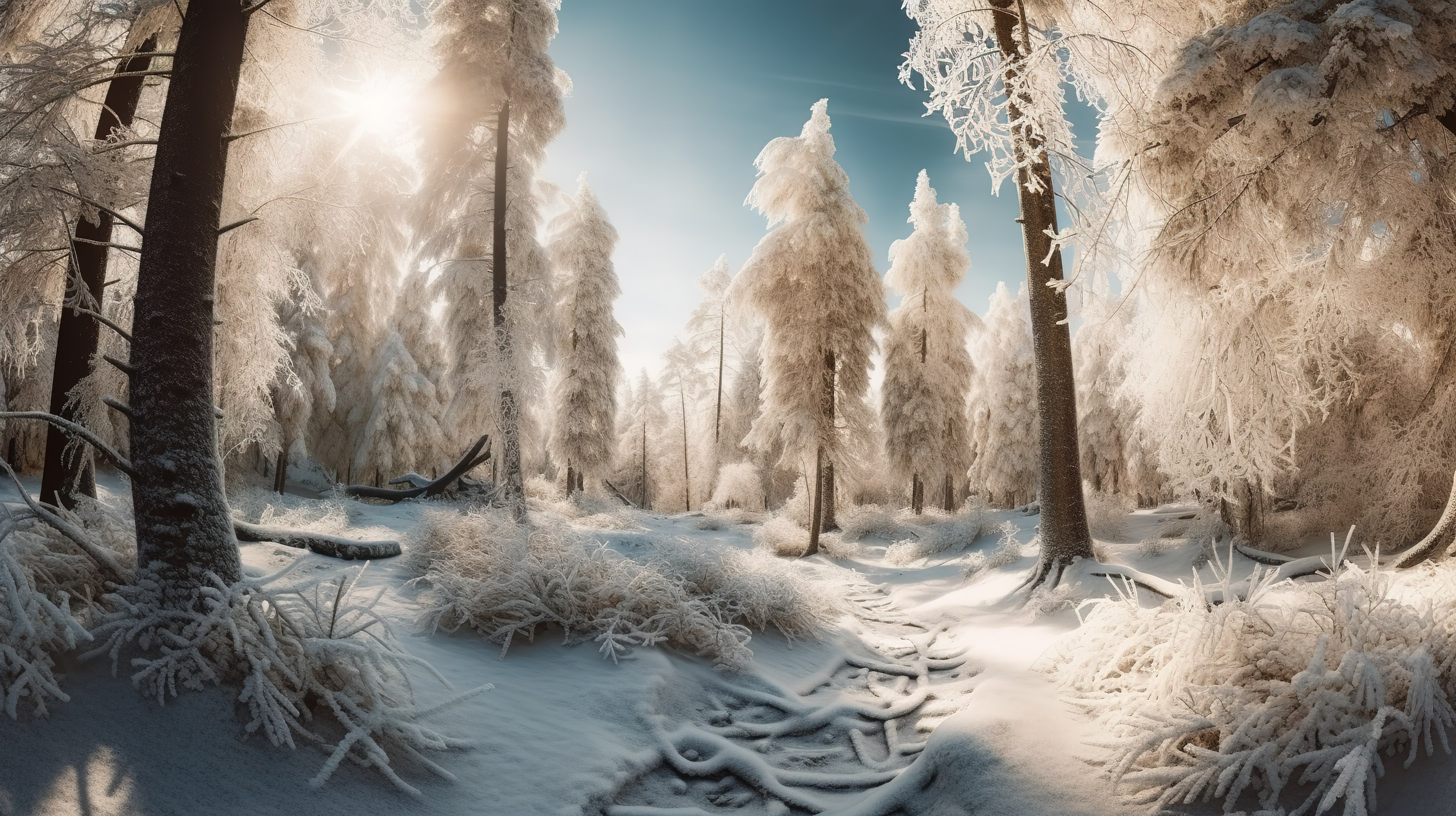 冰冻仙境冬天的 3d 森林图片