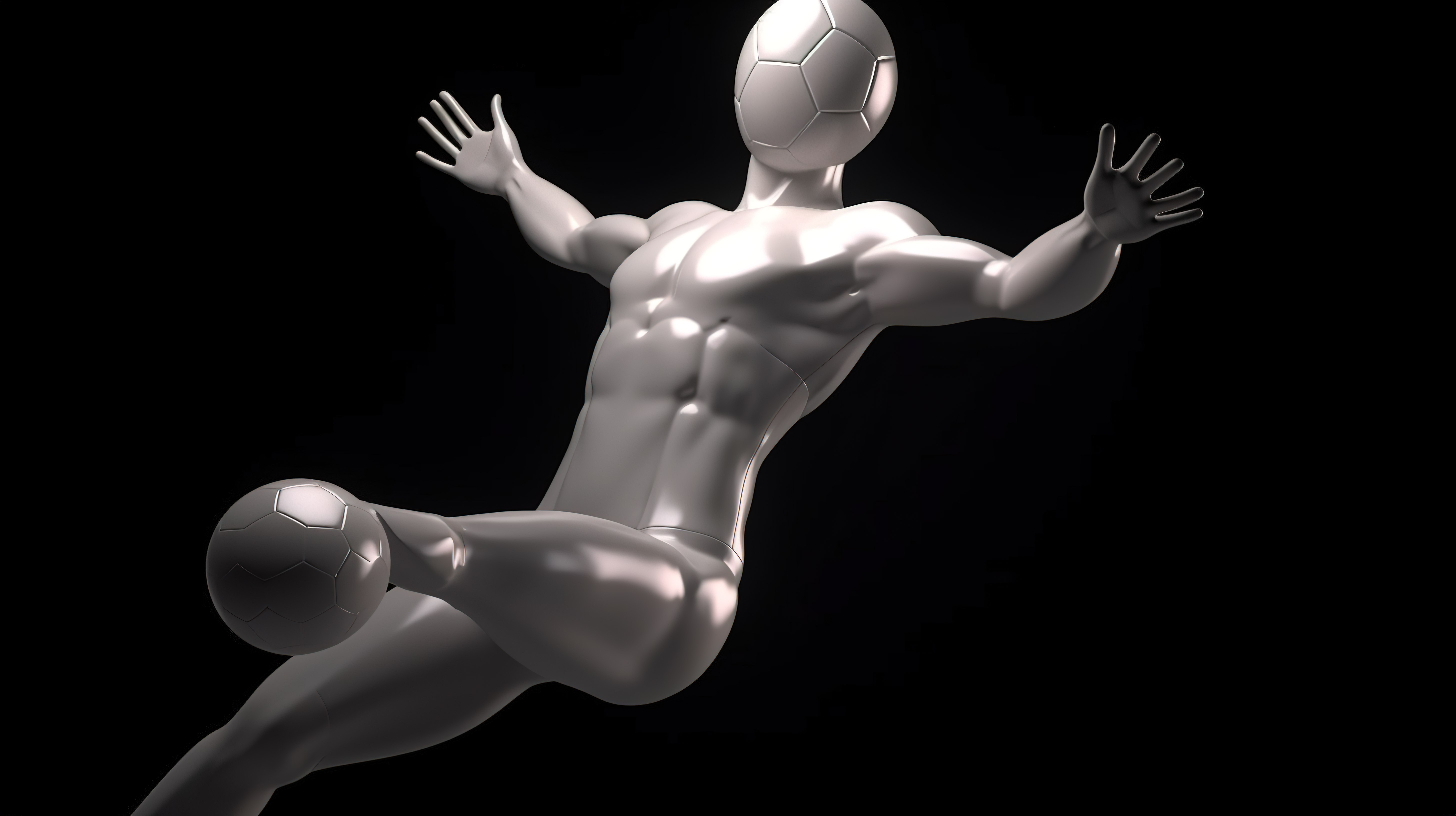 数字艺术 一位塑料足球运动员在足球世界杯上成功用胸部困球图片
