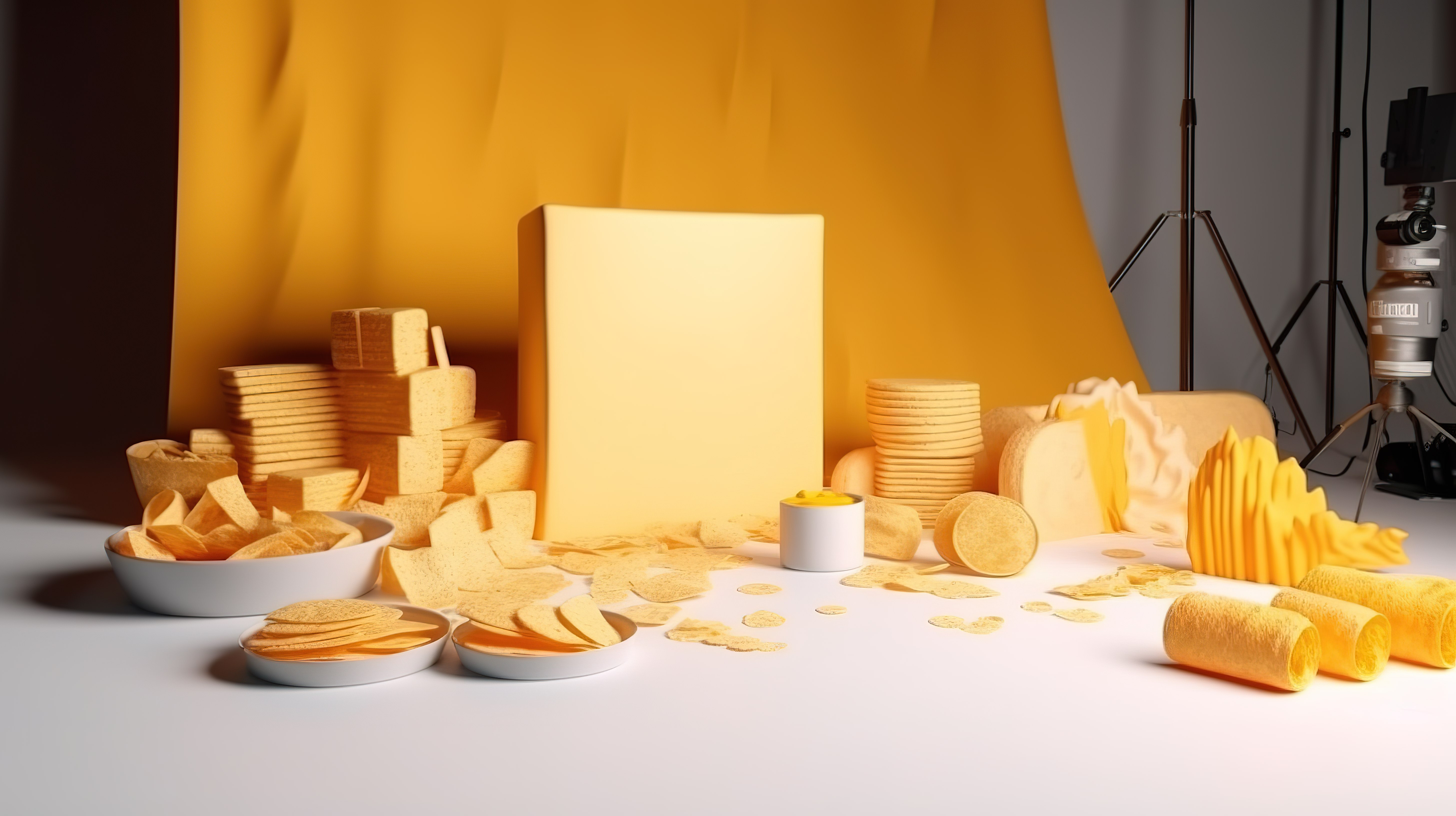 工作室渲染的卡通奶酪展示背景非常适合零食薯片和奶酪图片