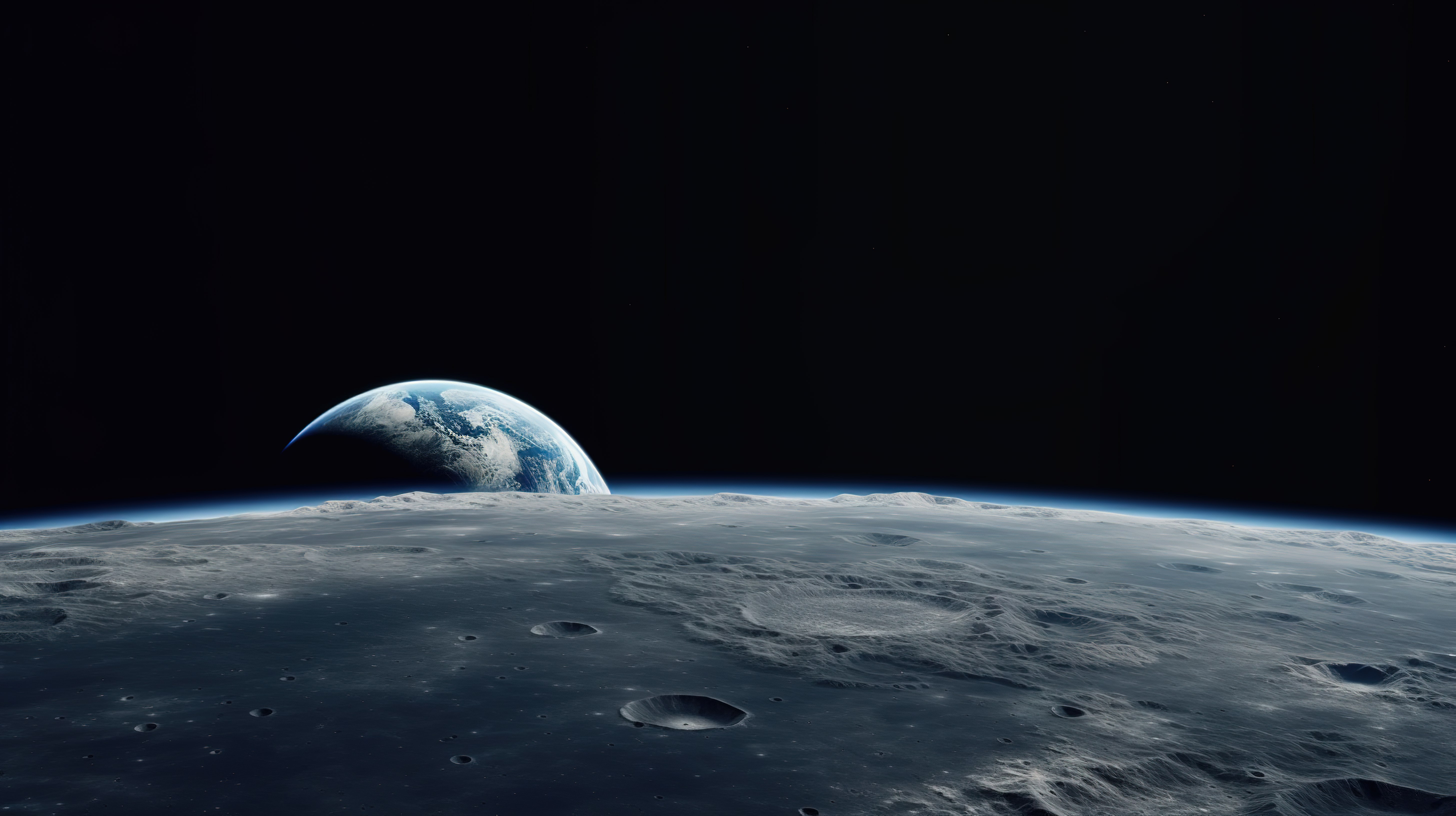 NASA 提供的元素描绘了从月球表面观看地球的 3D 插图图片