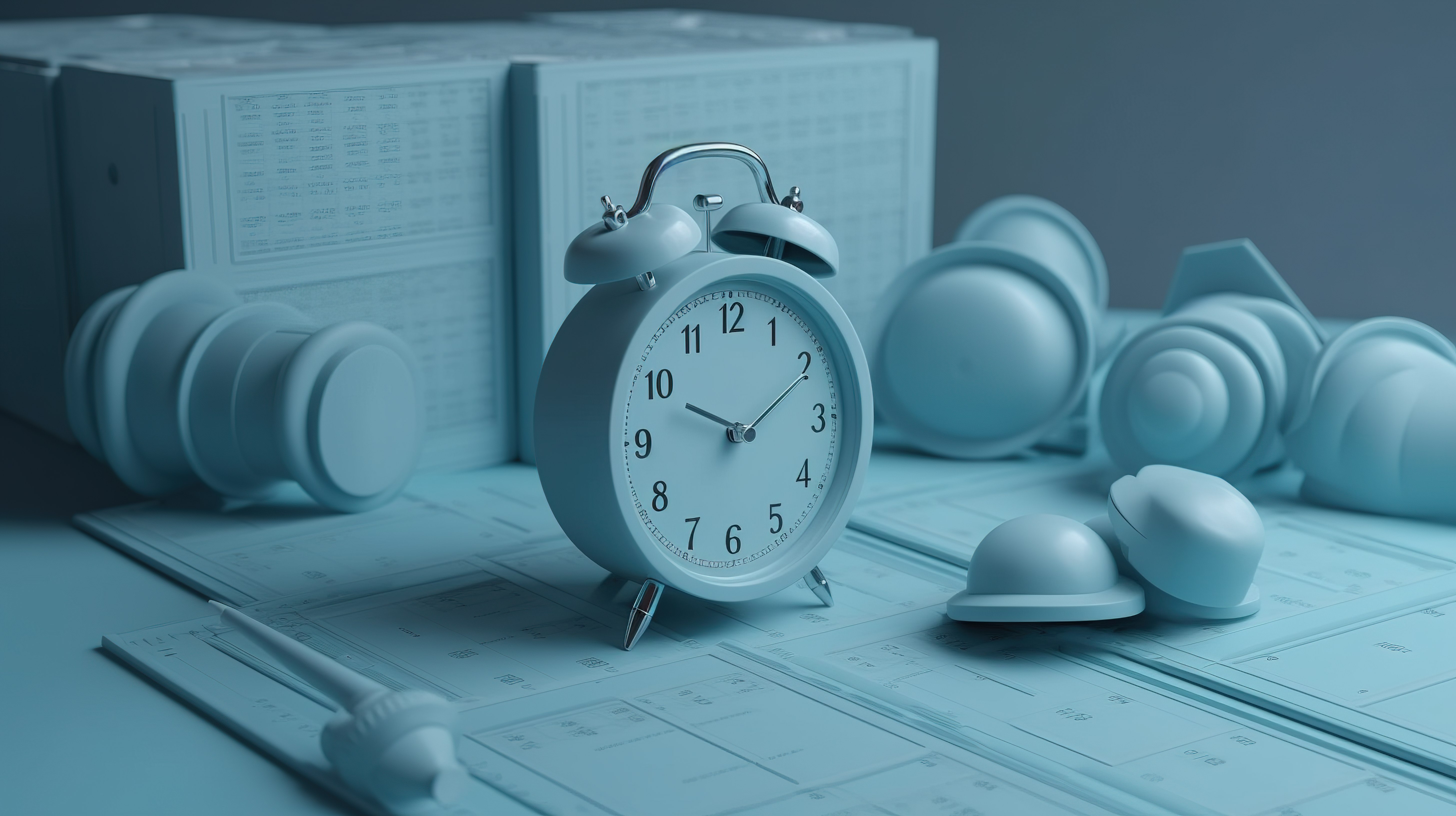 蓝色单色 3D 日历和闹钟非常适合日程安排和时间管理图片