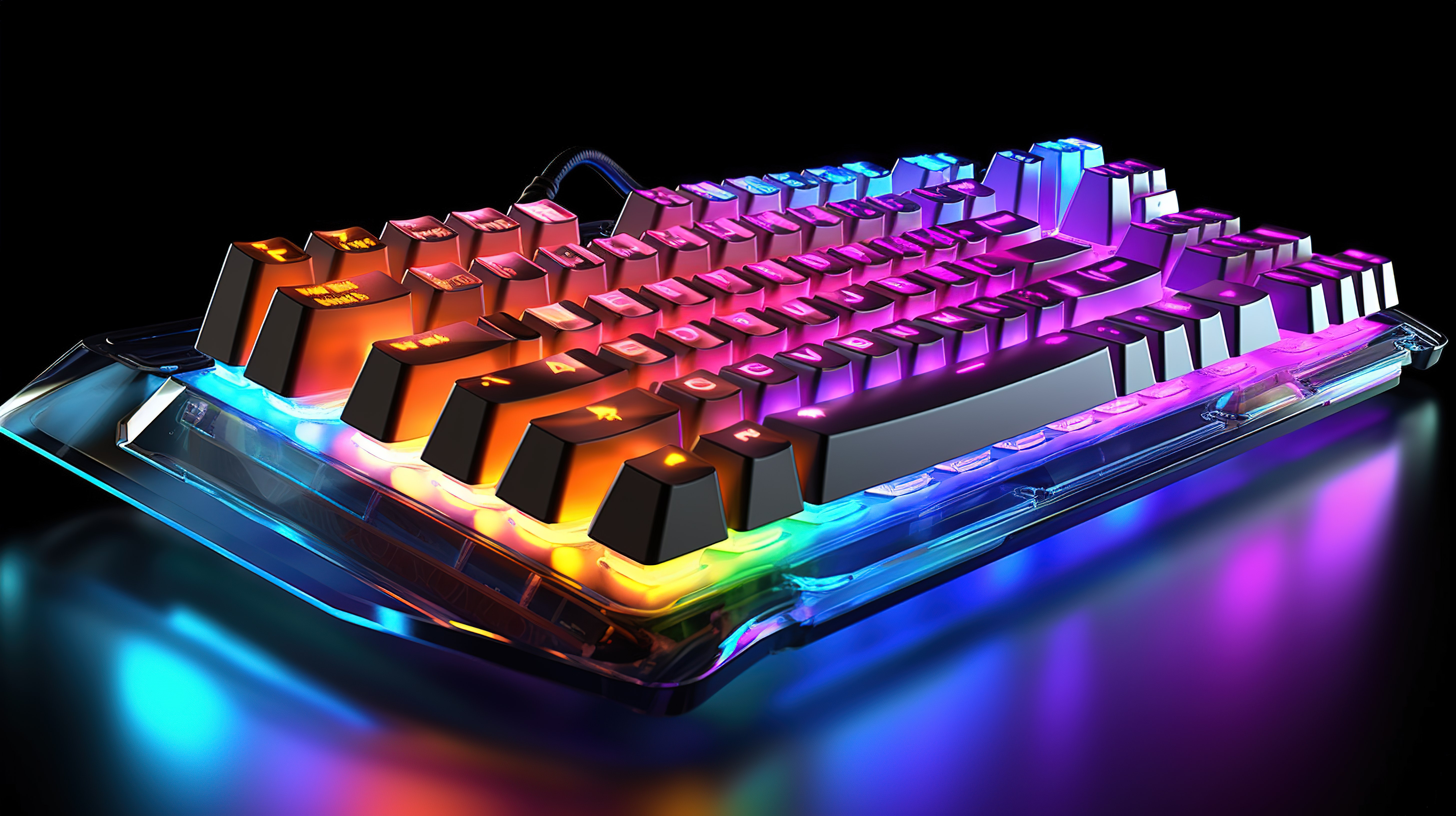 RGB 发光游戏键盘和 3D 渲染电脑机箱，打造终极游戏空间图片