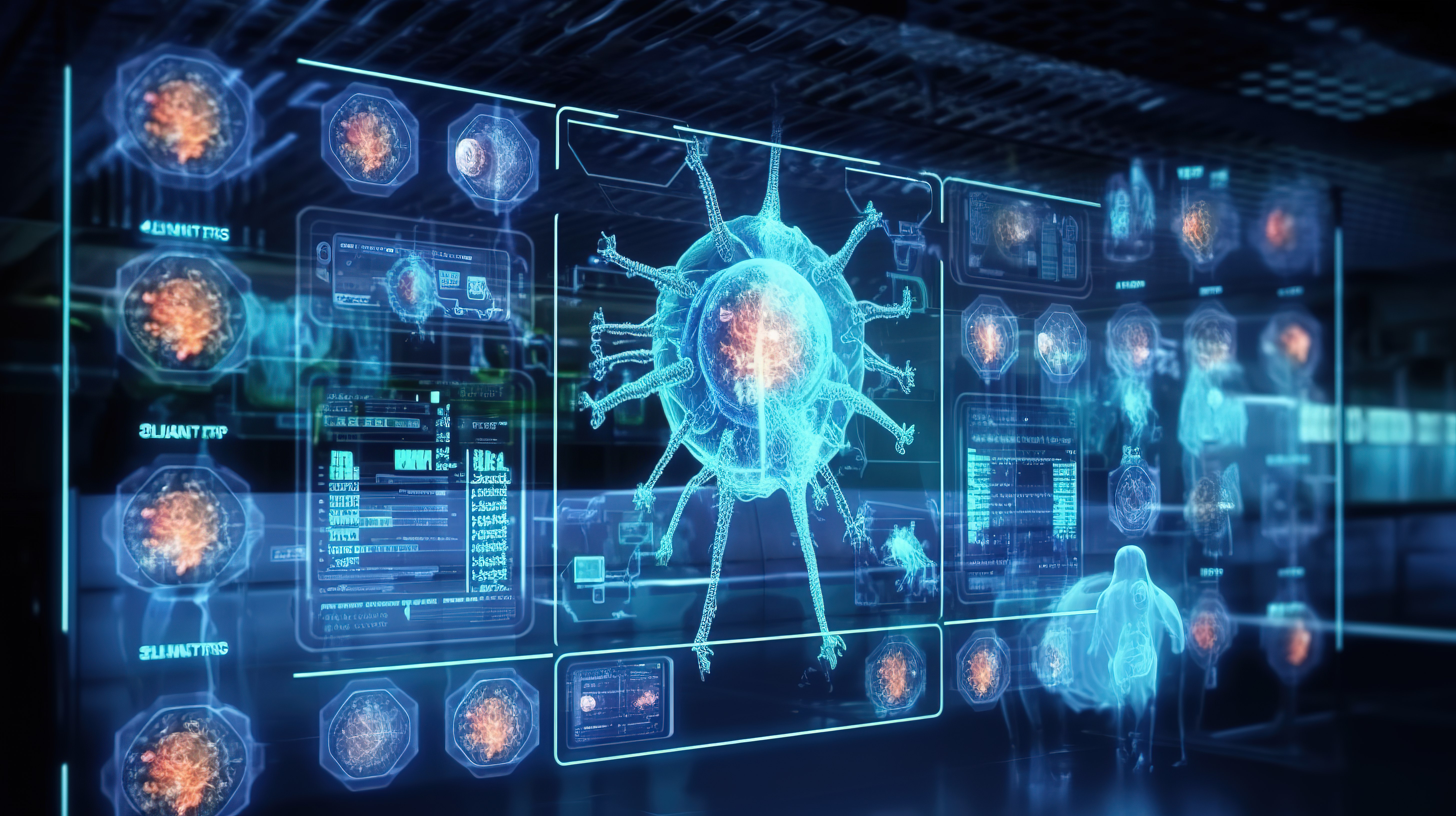 用于病毒检测和医学分析的高级屏幕 以 3D 呈现的智能诊断插图图片