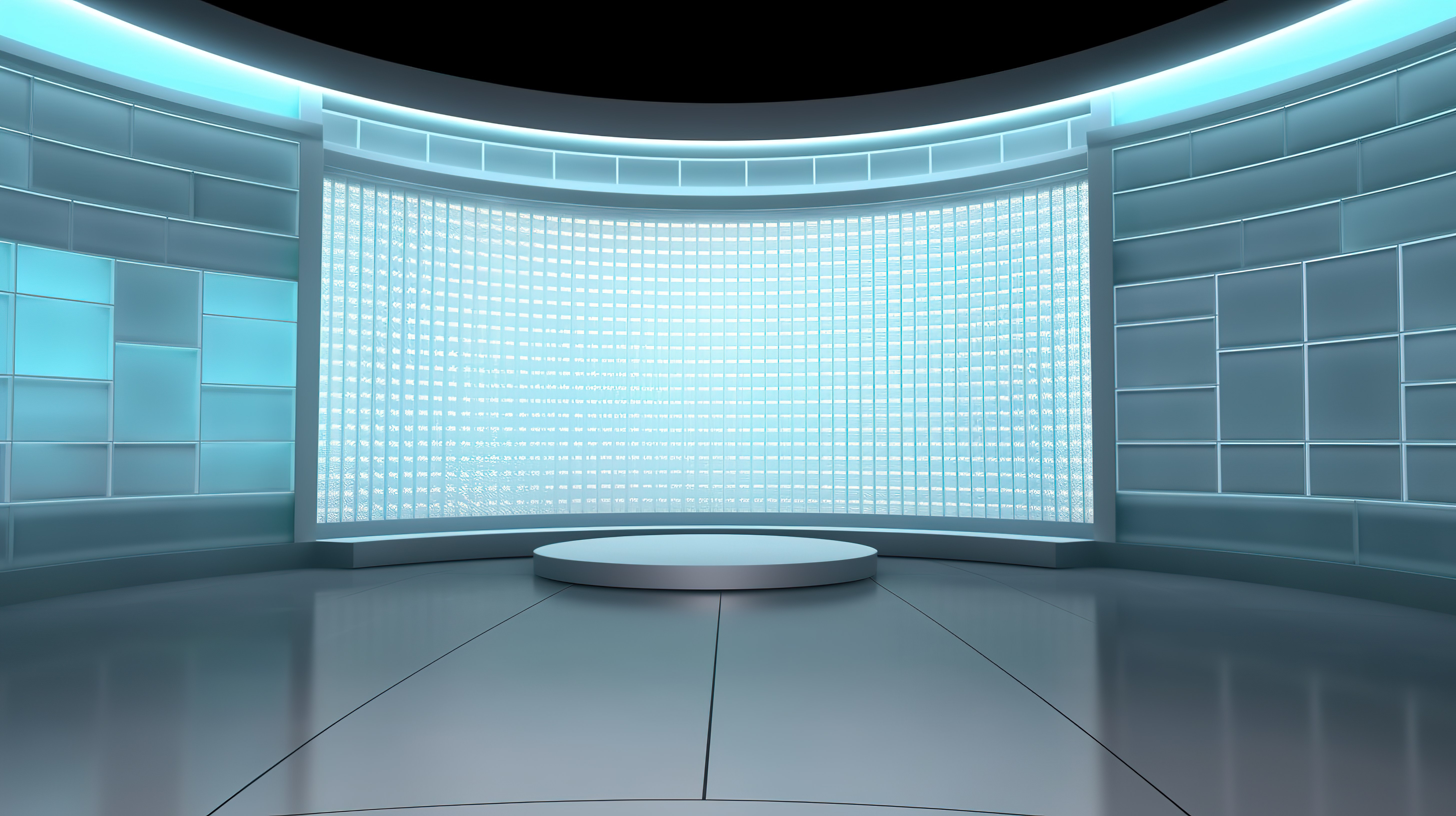 3D 虚拟新闻演播室背景与墙上的电视完美电视节目背景图片