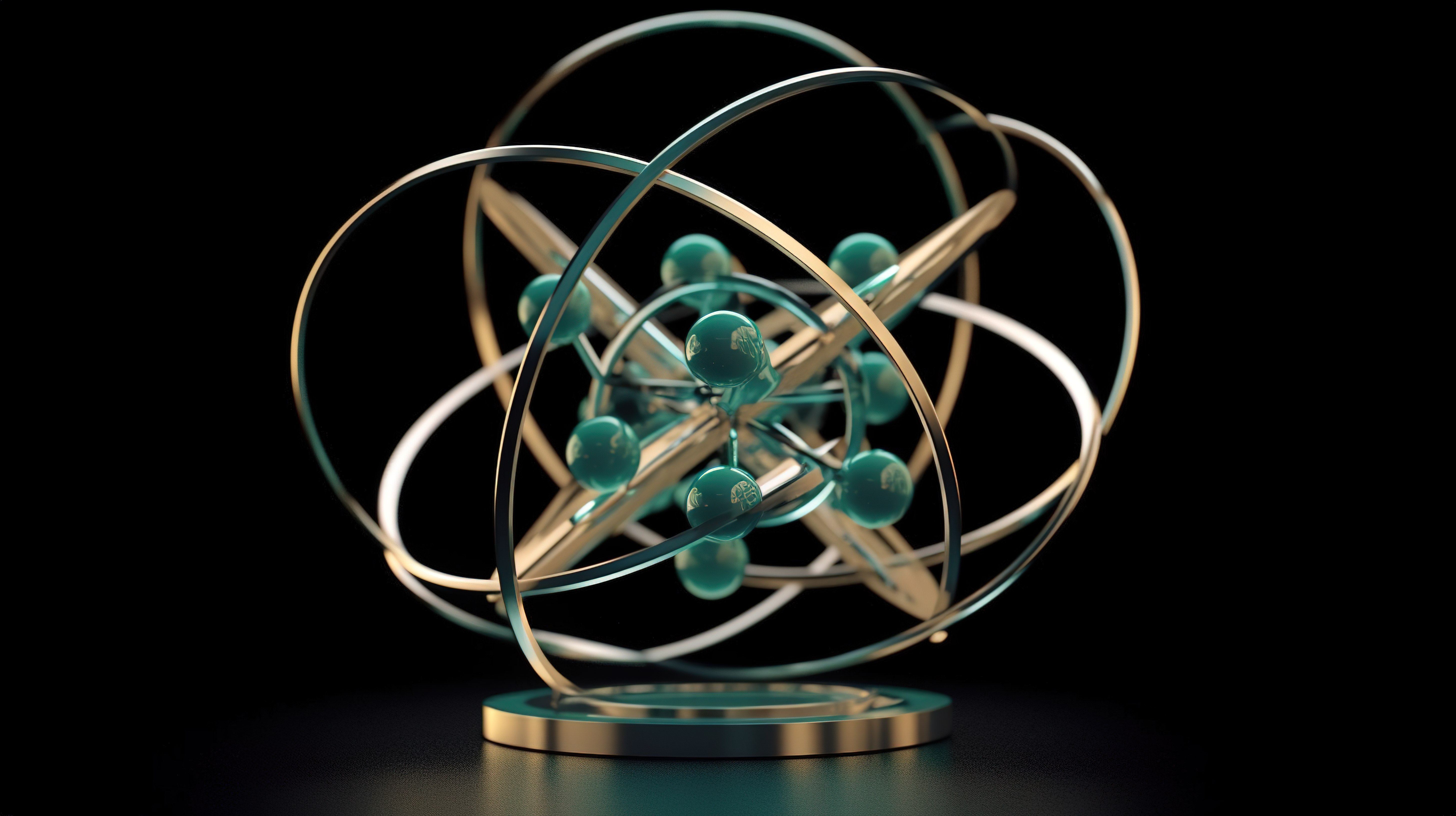 描绘医学科学技术中原子结构的 3D 插图图片